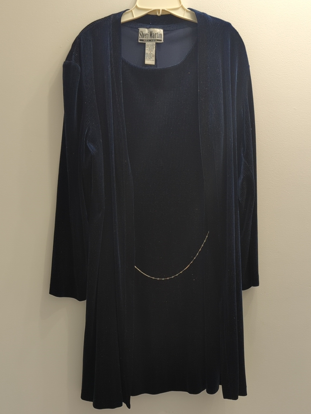 Sheri Martin Deep Navy Velvet Sleeveless Dress with Matching Jacket, Women's 16